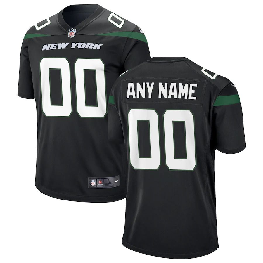 Men New York Jets Nike Stealth Black Alternate Custom Game NFL Jersey